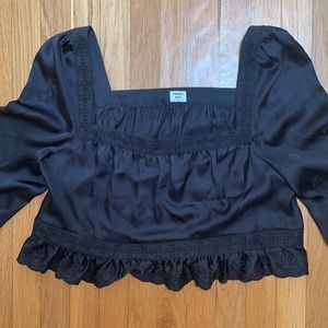 Aritzia- Sunday’s Best black silk crop top